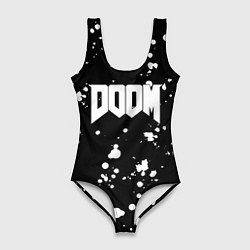 Купальник-боди 3D женский Doom белые краски всплеск, цвет: 3D-принт