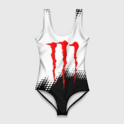 Женский купальник-боди Monster energy чёрно белые краски