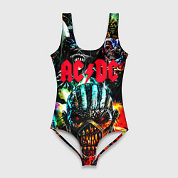 Купальник-боди 3D женский ACDC рок монстры, цвет: 3D-принт