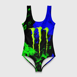 Купальник-боди 3D женский Monster energy кислотный огонь, цвет: 3D-принт