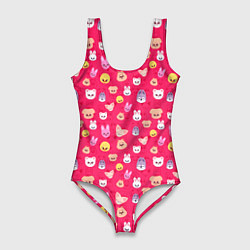 Купальник-боди 3D женский Skzoo pattern pink, цвет: 3D-принт