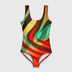 Женский купальник-боди Жаркая полосатая абстракция