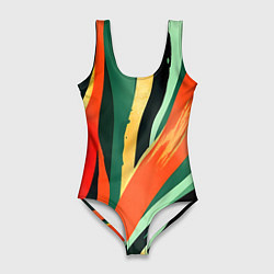 Женский купальник-боди Тропическая жаркая абстракция