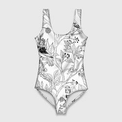 Купальник-боди 3D женский Птицы Сирин, цвет: 3D-принт