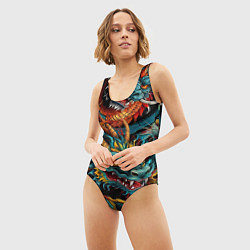 Купальник-боди 3D женский Татуировка дракона ирезуми, цвет: 3D-принт — фото 2