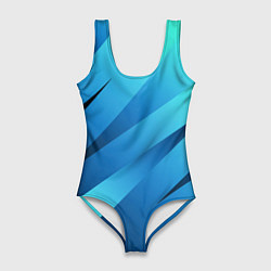Женский купальник-боди Сине-голубой абстрактные полосы