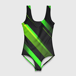 Женский купальник-боди Color black green