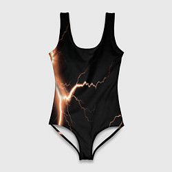 Купальник-боди 3D женский Lightning orange, цвет: 3D-принт