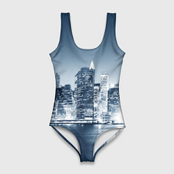 Купальник-боди 3D женский New York город, цвет: 3D-принт