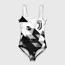 Купальник-боди 3D женский Juventus geometry black, цвет: 3D-принт
