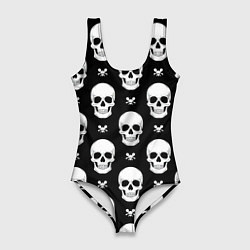 Женский купальник-боди Черепной фон