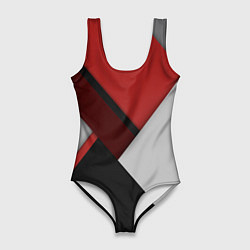 Купальник-боди 3D женский Color black red grey, цвет: 3D-принт