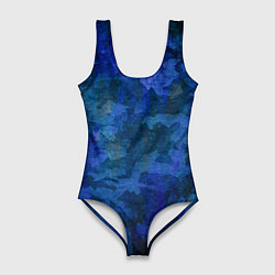 Женский купальник-боди Абстракция - blue uniform camouflage