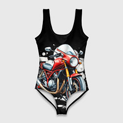 Купальник-боди 3D женский Red Moto, цвет: 3D-принт