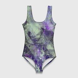Женский купальник-боди Абстракция - atomic violet in green