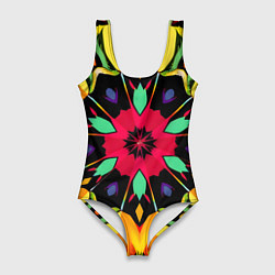 Купальник-боди 3D женский Салатовый калейдоскоп, цвет: 3D-принт