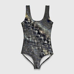 Женский купальник-боди Тёмный серый абстракция звёзды