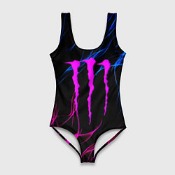 Купальник-боди 3D женский Monster energy неоновое пламя, цвет: 3D-принт