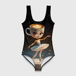 Купальник-боди 3D женский Балерина Капучино, мем, Ballerina Cappuccina, цвет: 3D-принт