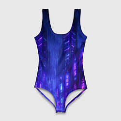 Женский купальник-боди Одинокий город неона