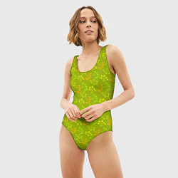 Купальник-боди 3D женский Зеленая ягодная поляна, цвет: 3D-принт — фото 2