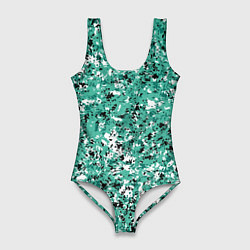 Женский купальник-боди Бирюзовый с чёрно-белыми пятнами