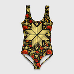 Купальник-боди 3D женский Алатырь в русском традиционном узоре, цвет: 3D-принт