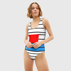 Купальник-боди 3D женский В стиле мондриана, цвет: 3D-принт — фото 2