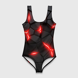 Женский купальник-боди Красная неоновая броня
