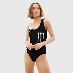Купальник-боди 3D женский Monster energy краски белые, цвет: 3D-принт — фото 2