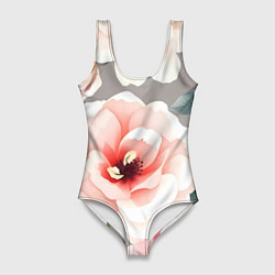 Купальник-боди 3D женский Нежные цветы, цвет: 3D-принт