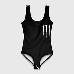 Купальник-боди 3D женский Monster energy fire white, цвет: 3D-принт
