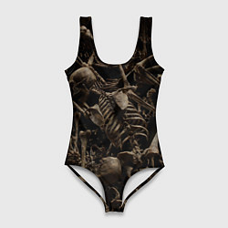 Купальник-боди 3D женский Человеческие кости, цвет: 3D-принт