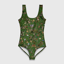 Купальник-боди 3D женский Земли Замка - Герои 3, цвет: 3D-принт