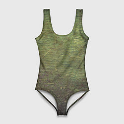 Купальник-боди 3D женский Абстракция - old board painted with green paint, цвет: 3D-принт