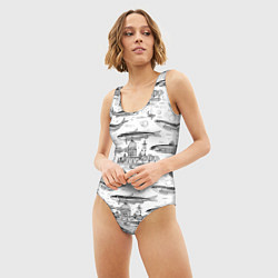 Купальник-боди 3D женский Корюшка и рыбалка в Питере паттерн, цвет: 3D-принт — фото 2