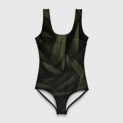 Купальник-боди 3D женский Абстракция - green triangles, цвет: 3D-принт