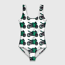 Женский купальник-боди Motorcycle turquoise