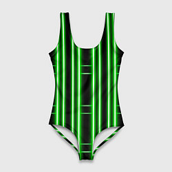 Купальник-боди 3D женский Neon green, цвет: 3D-принт