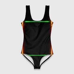Женский купальник-боди Color black green orange lines