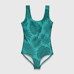 Женский купальник-боди Тропические листья - паттерн