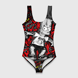 Купальник-боди 3D женский Татуированный барт, цвет: 3D-принт
