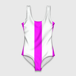 Купальник-боди 3D женский Color white pink lines, цвет: 3D-принт