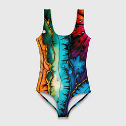 Женский купальник-боди Разноцветный узор