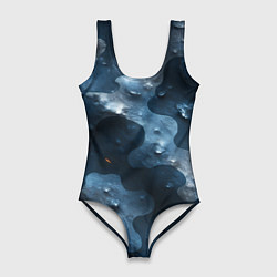 Женский купальник-боди Синий камуфляж с каплями