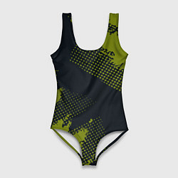 Купальник-боди 3D женский Абстрактная текстура в зеленом, цвет: 3D-принт
