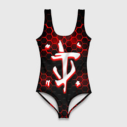 Купальник-боди 3D женский Doom огненная броня лого, цвет: 3D-принт