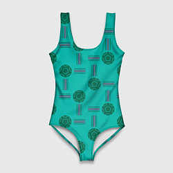 Женский купальник-боди Мячи и полосы