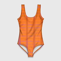 Купальник-боди 3D женский Color orange cage, цвет: 3D-принт