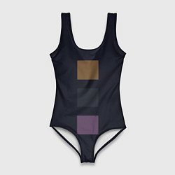 Купальник-боди 3D женский Три элемента кубизм в цвете глубокий индиго, цвет: 3D-принт